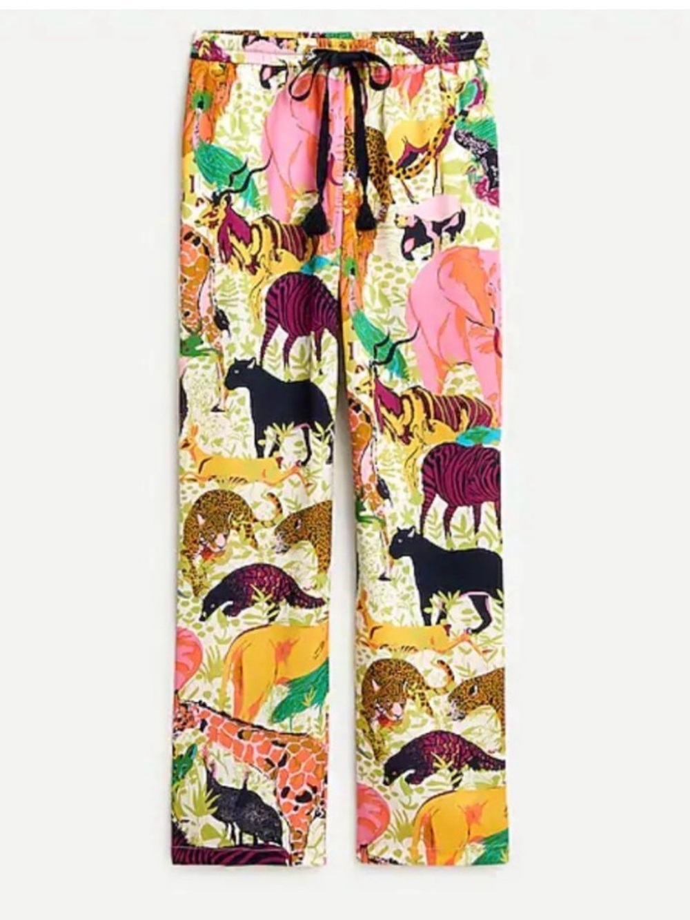 J. Crew Multicolor Wide Leg Animal Print Pants - Pink, Yellow, Green, Black
